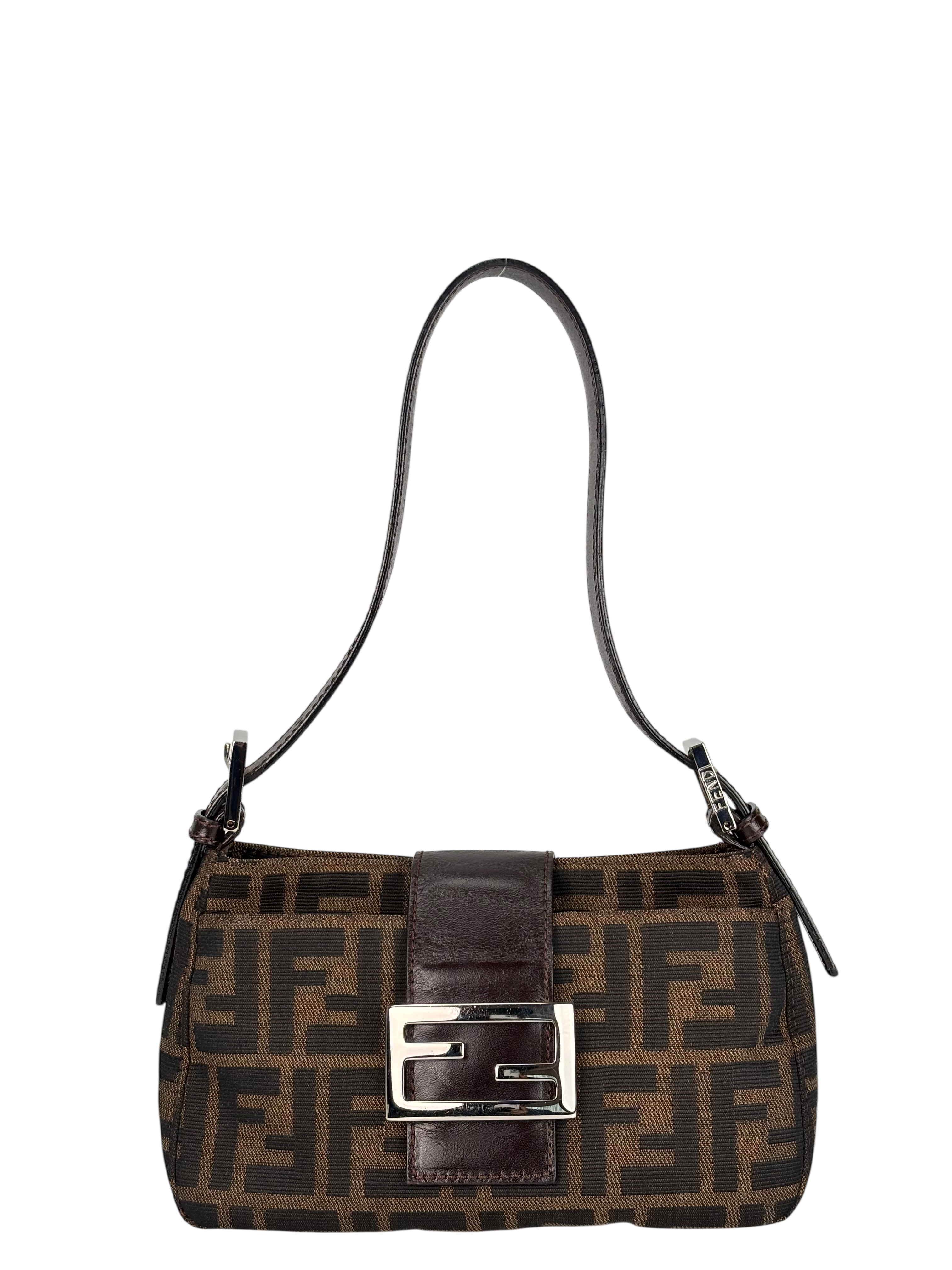 FENDI - Brown Zucca Mini Mamma Baguette Shoulder Bag 