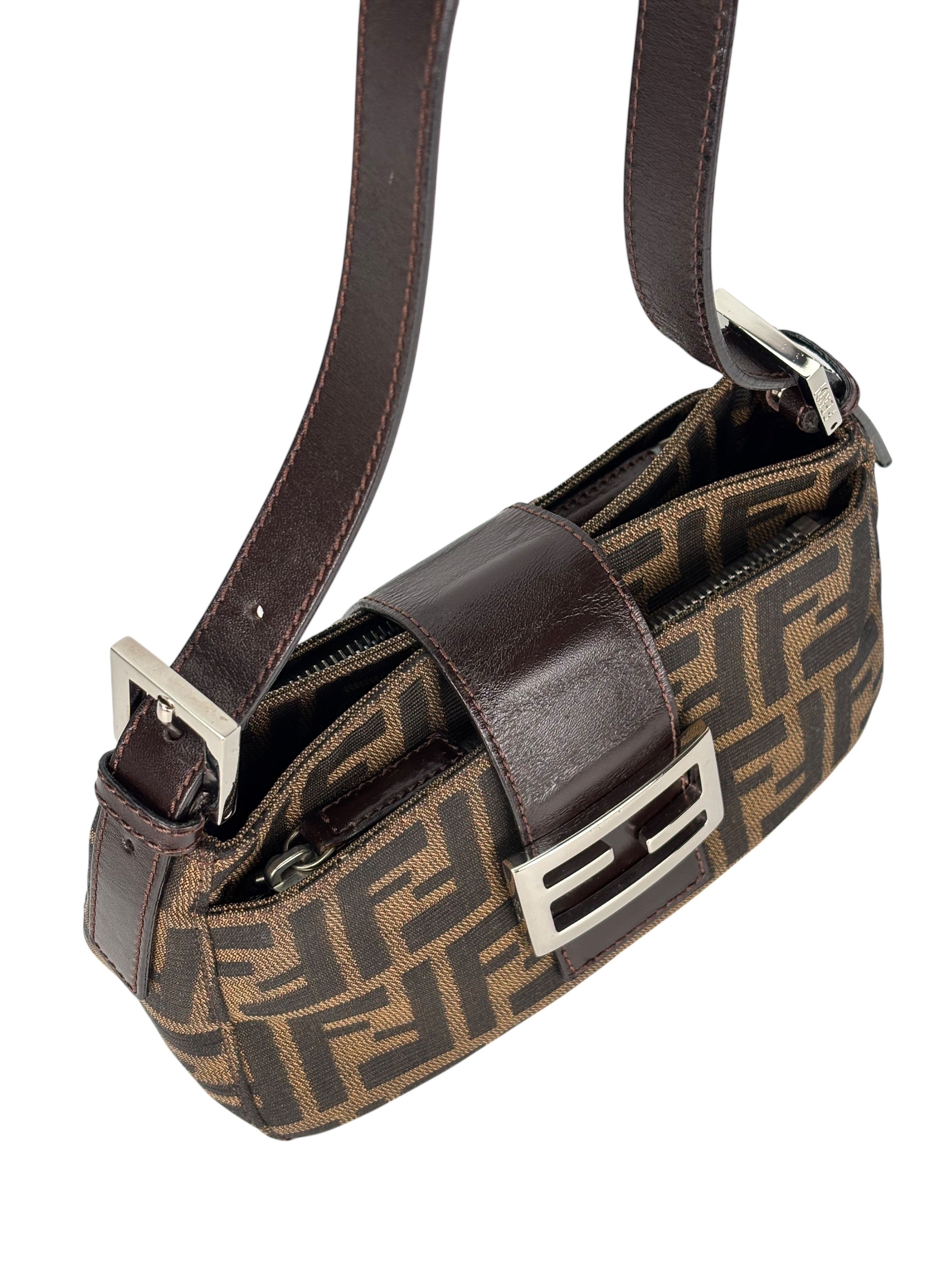 FENDI - Brown Zucca Mini Mamma Baguette Shoulder Bag 