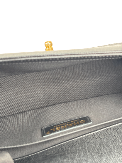 CHANEL - Black Caviar Quilted Medium Boy Flap Black Gold Hardware