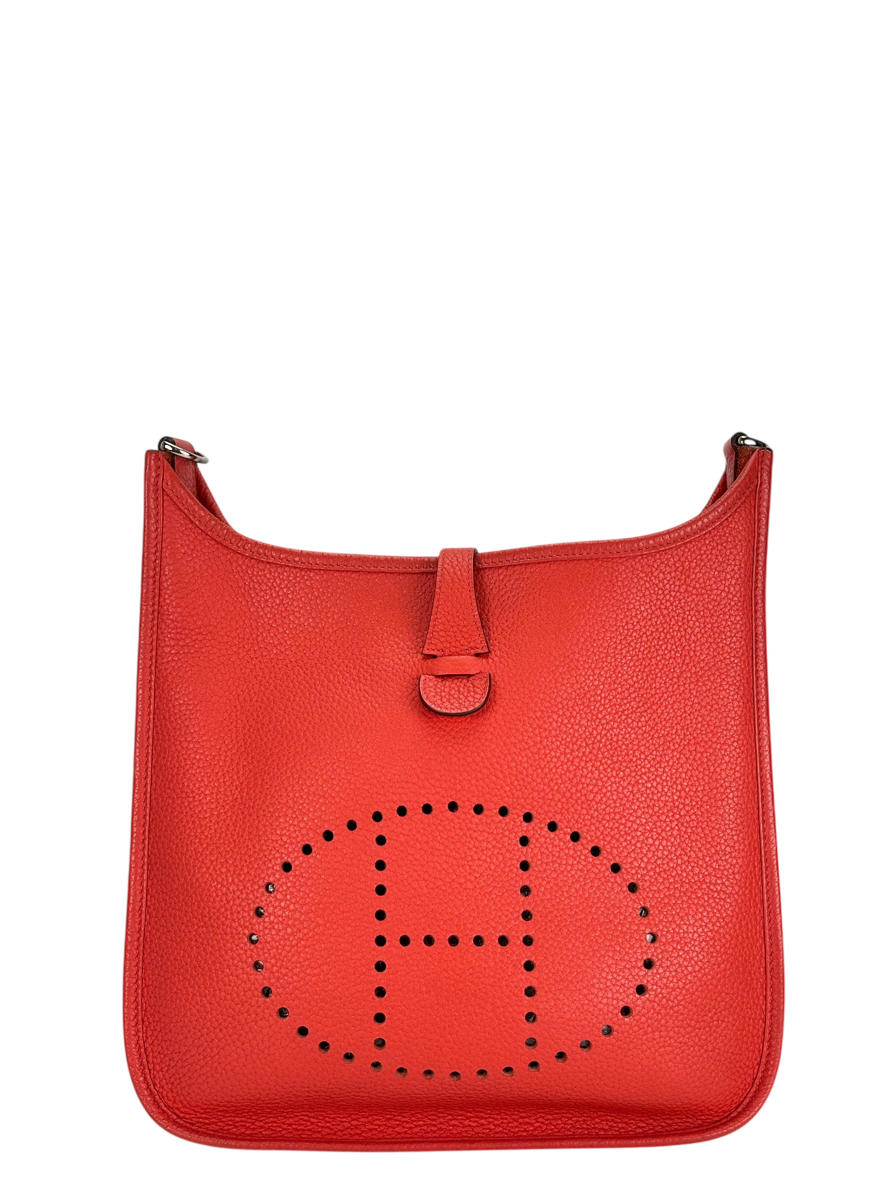 HERMES - Evelyne PM Evelyne T5 TC Rouge Silver Hardware  Shoulder Bag