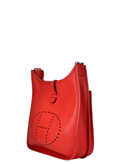 HERMES - Evelyne PM Evelyne T5 TC Rouge Silver Hardware  Shoulder Bag