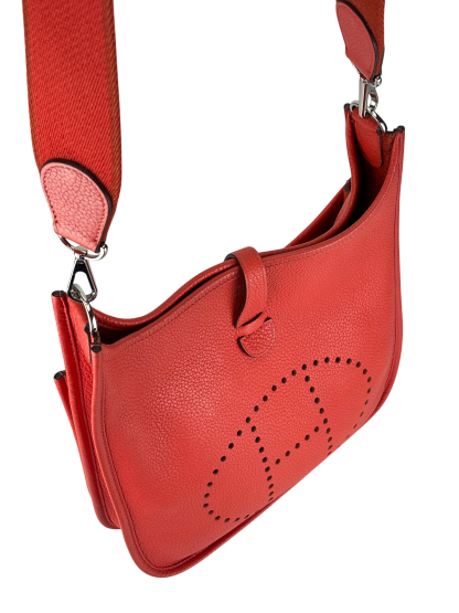 HERMES - Evelyne PM Evelyne T5 TC Rouge Silver Hardware  Shoulder Bag