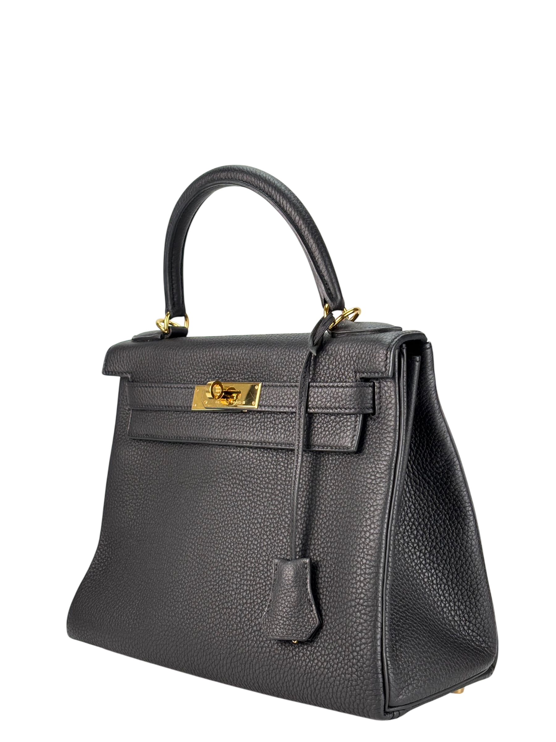 HERMES - Kelly 28 Black Togo Gold Hardware