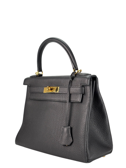 HERMES - Kelly 28 Black Togo Gold Hardware 