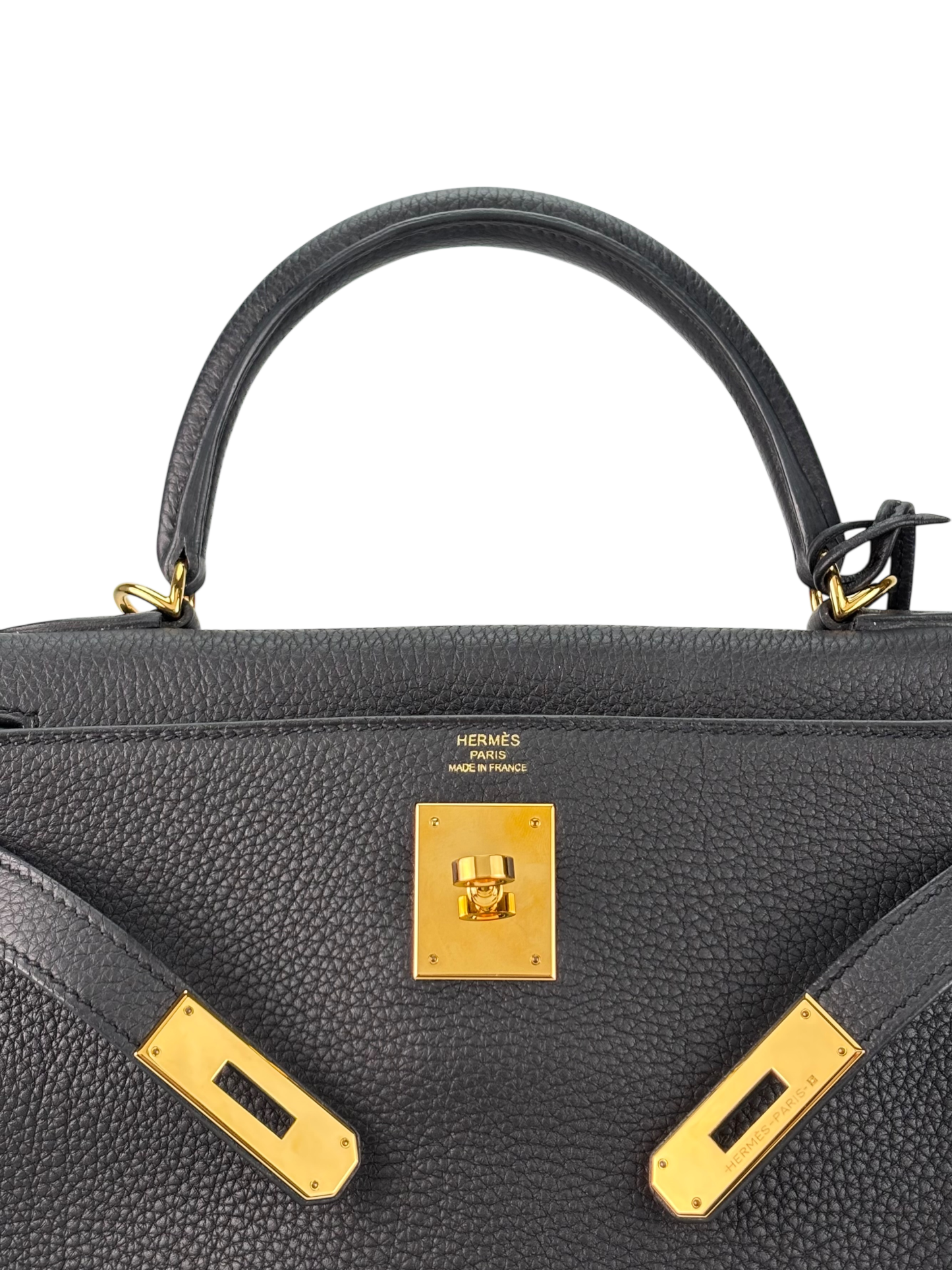 HERMES - Kelly 28 Black Togo Gold Hardware