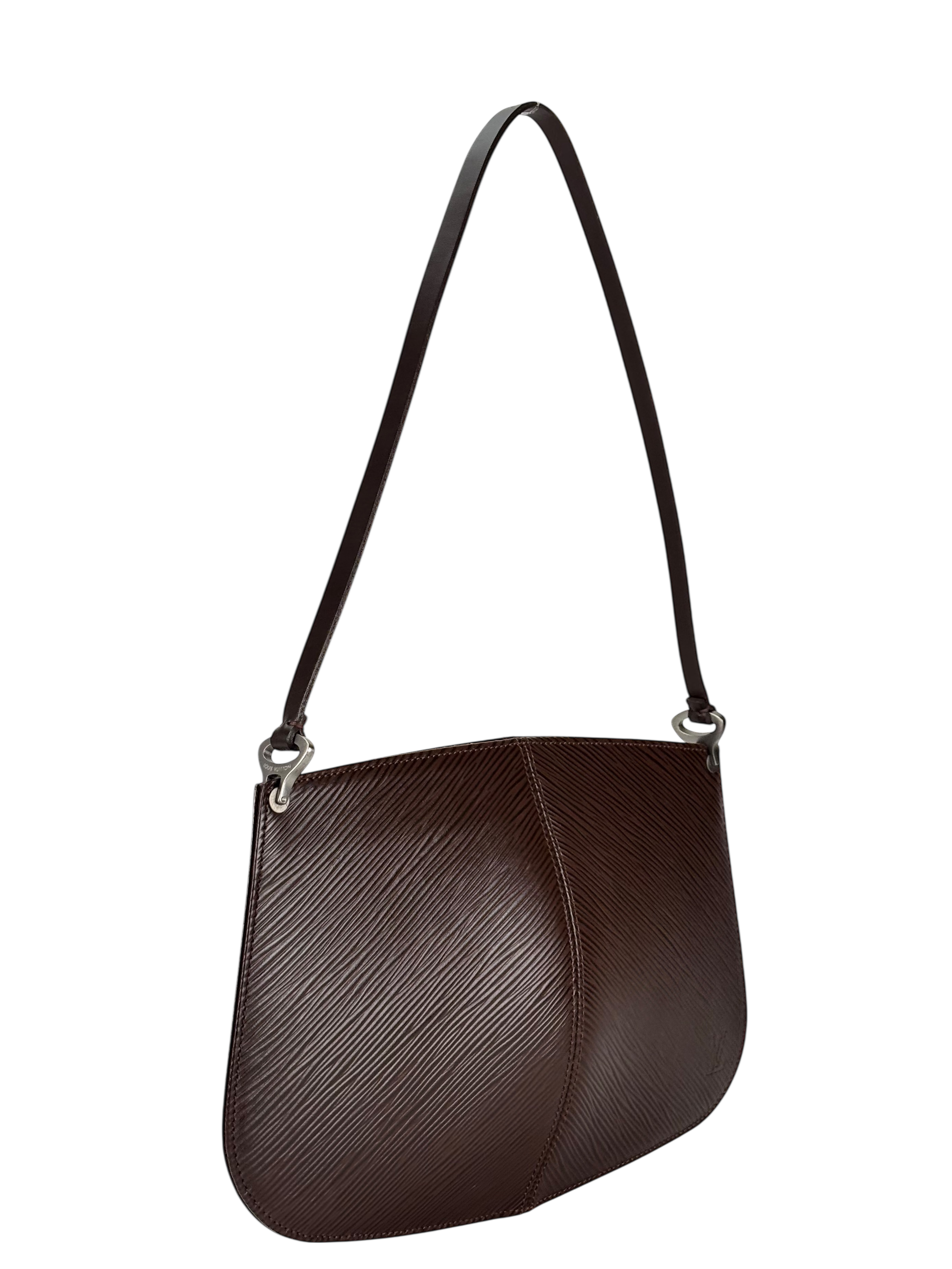 LOUIS VUITTON - Epi Brown Demi Lupe Epi Leather Pochette Bag 