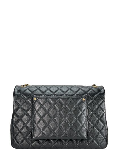 CHANEL - 25P Black Calfskin Matelasse Maxi XXL Chain Shoulder Bag