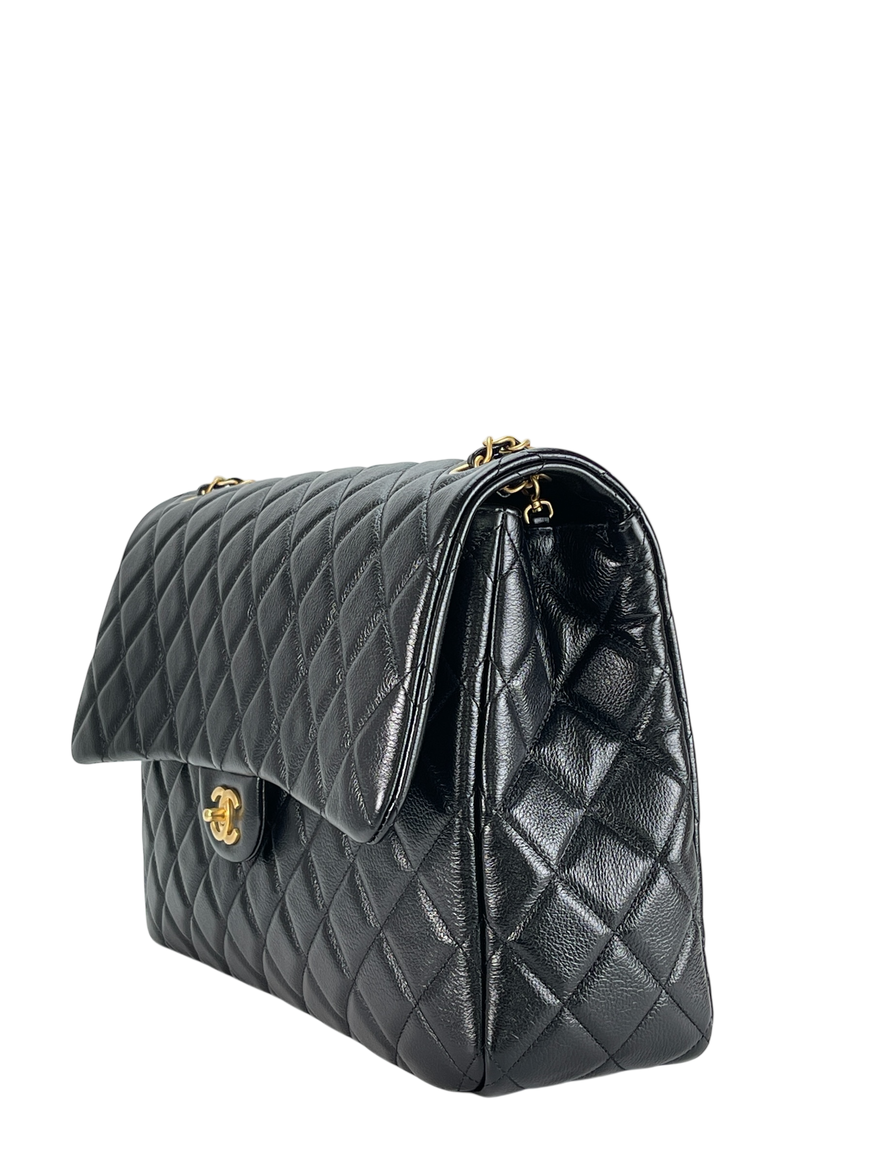 CHANEL - 25A Black Calfskin Matelasse Maxi XXL Shoulder Bag GHW