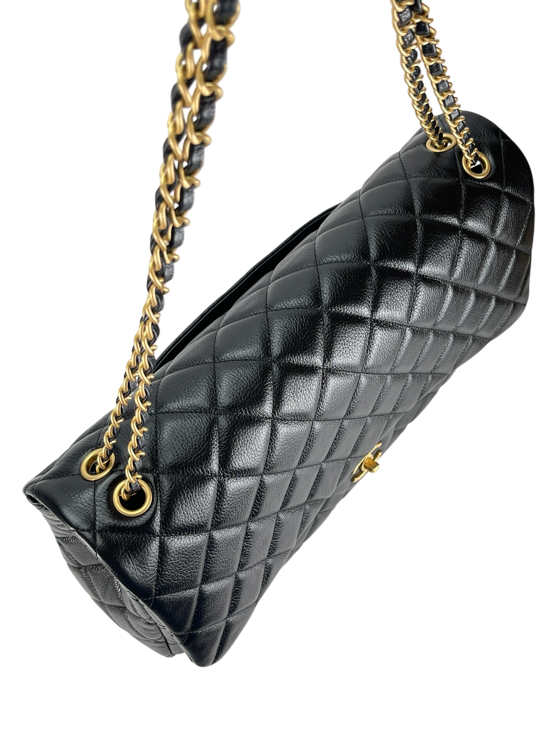 CHANEL - 25A Black Calfskin Matelasse Maxi XXL Shoulder Bag GHW