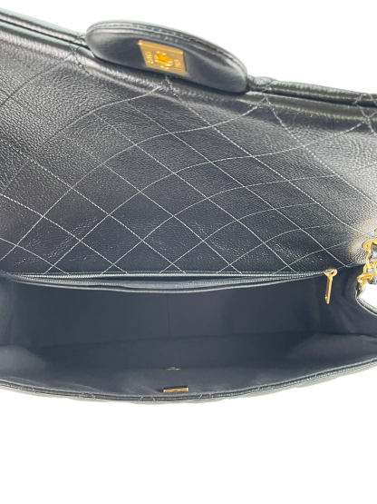 CHANEL - 25A Black Calfskin Matelasse Maxi XXL Shoulder Bag GHW