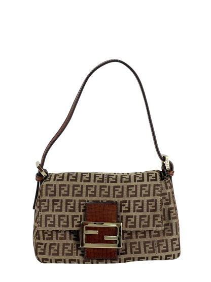 FENDI - Brown Zucchino Mamma Baguette Mini Bag 
