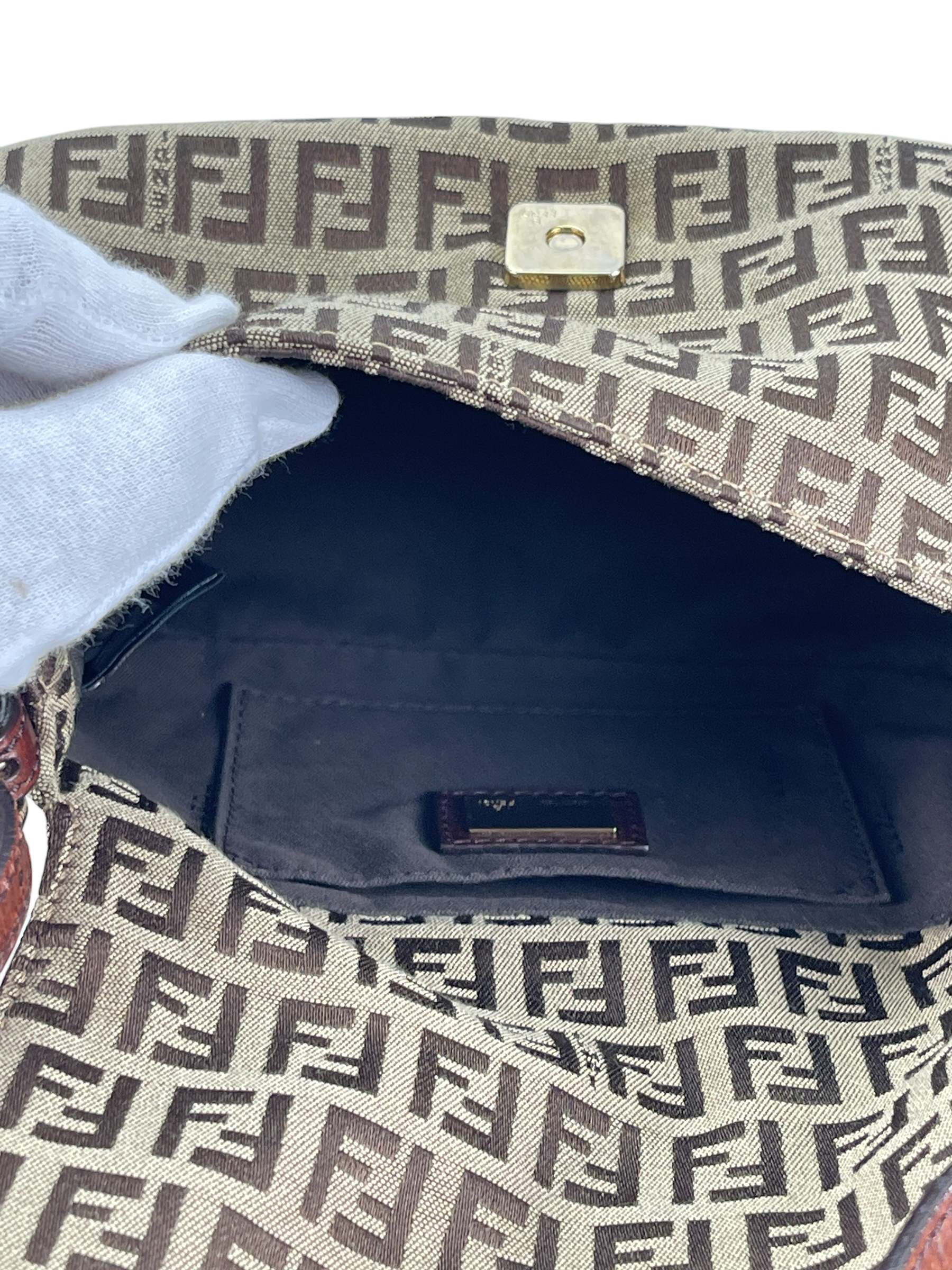 FENDI - Brown Zucchino Mamma Baguette Mini Bag 