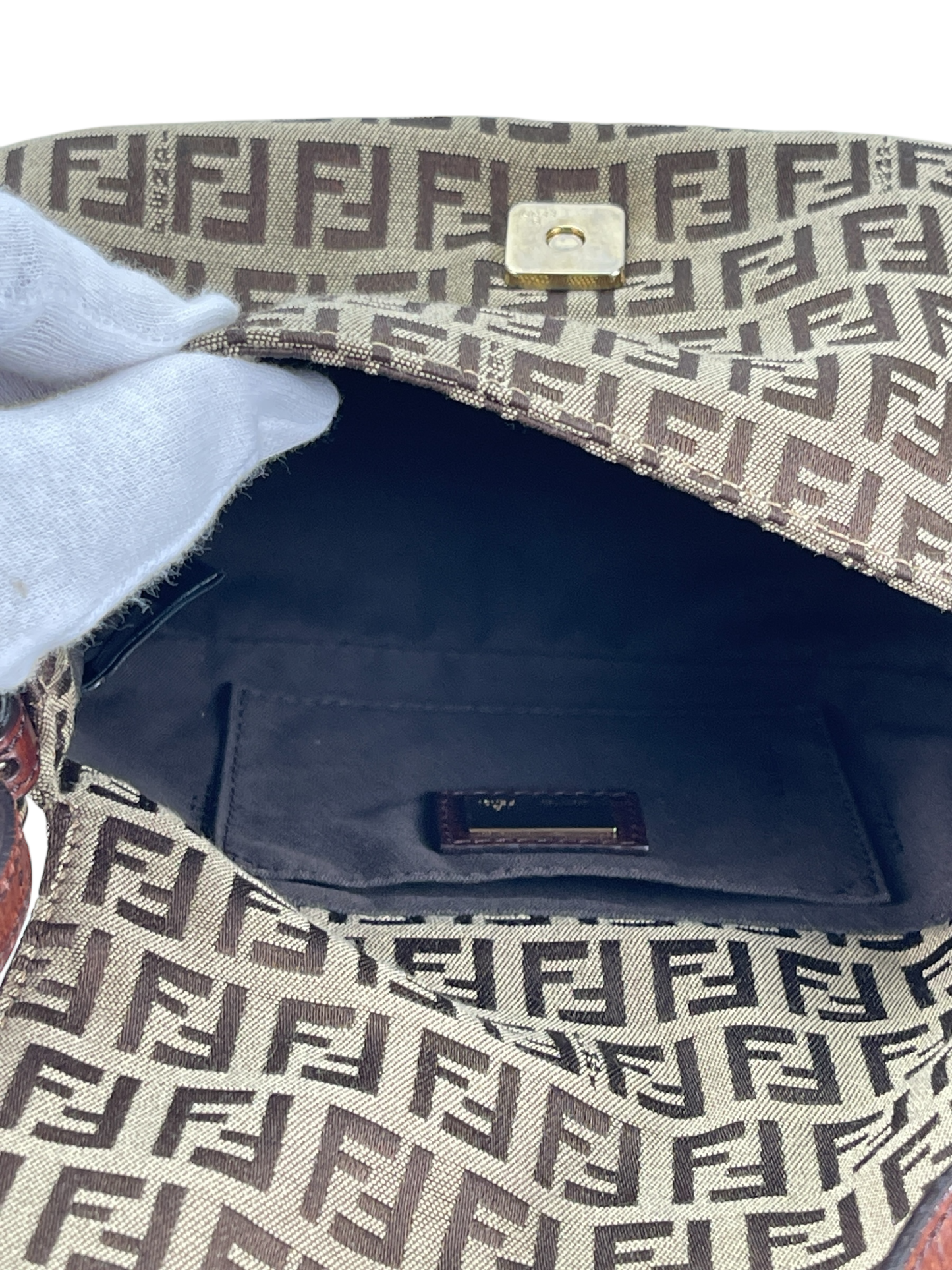 FENDI - Brown Zucchino Mamma Baguette Mini Bag 