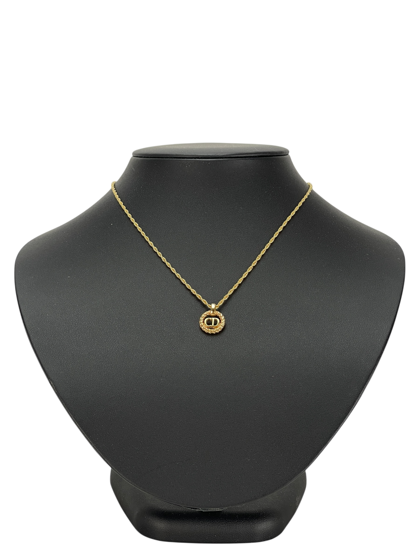 CHRISTIAN DIOR - Gold Tone CD Logo Hollow Necklace