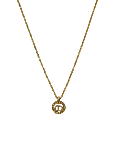 CHRISTIAN DIOR - Gold Tone CD Logo Hollow Necklace