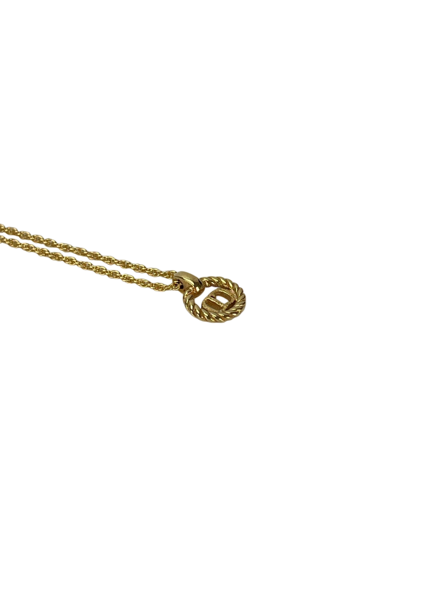 CHRISTIAN DIOR - Gold Tone CD Logo Hollow Necklace