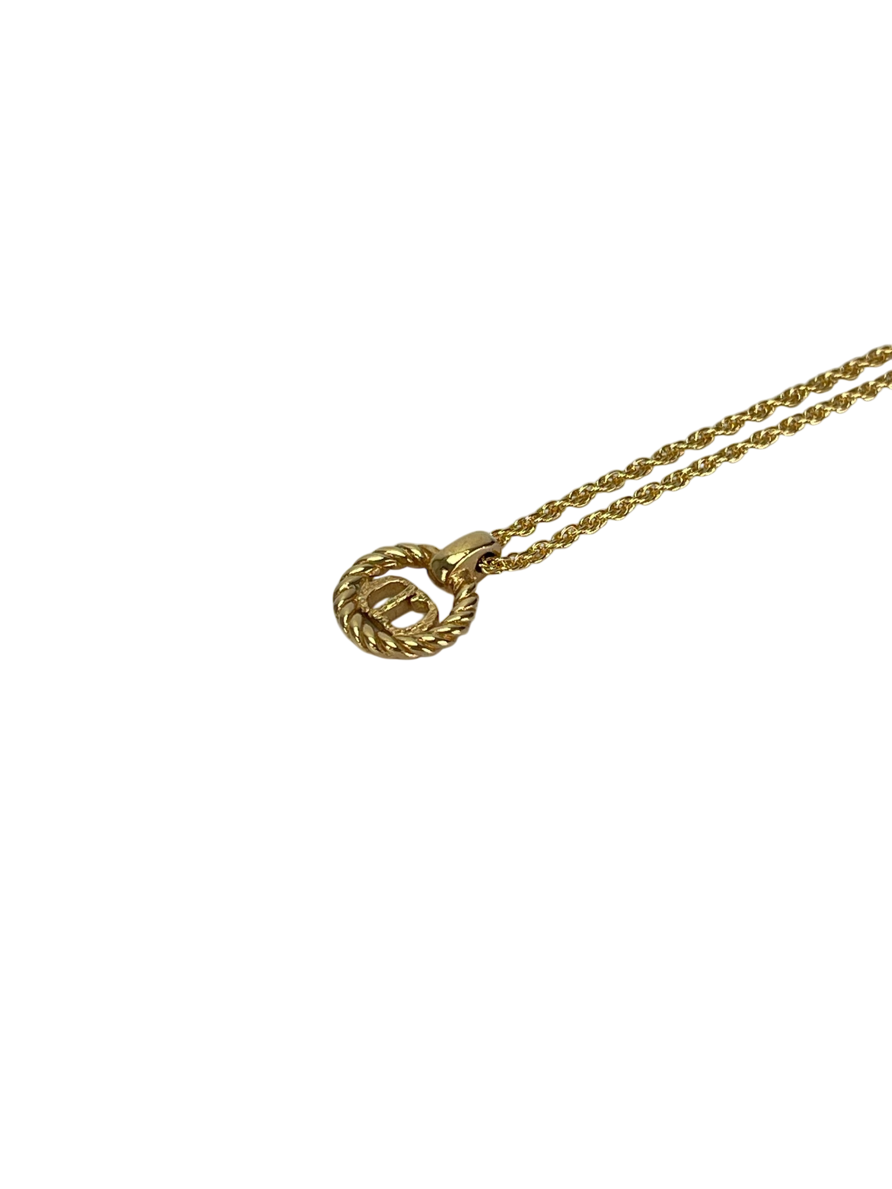 CHRISTIAN DIOR - Gold Tone CD Logo Hollow Necklace