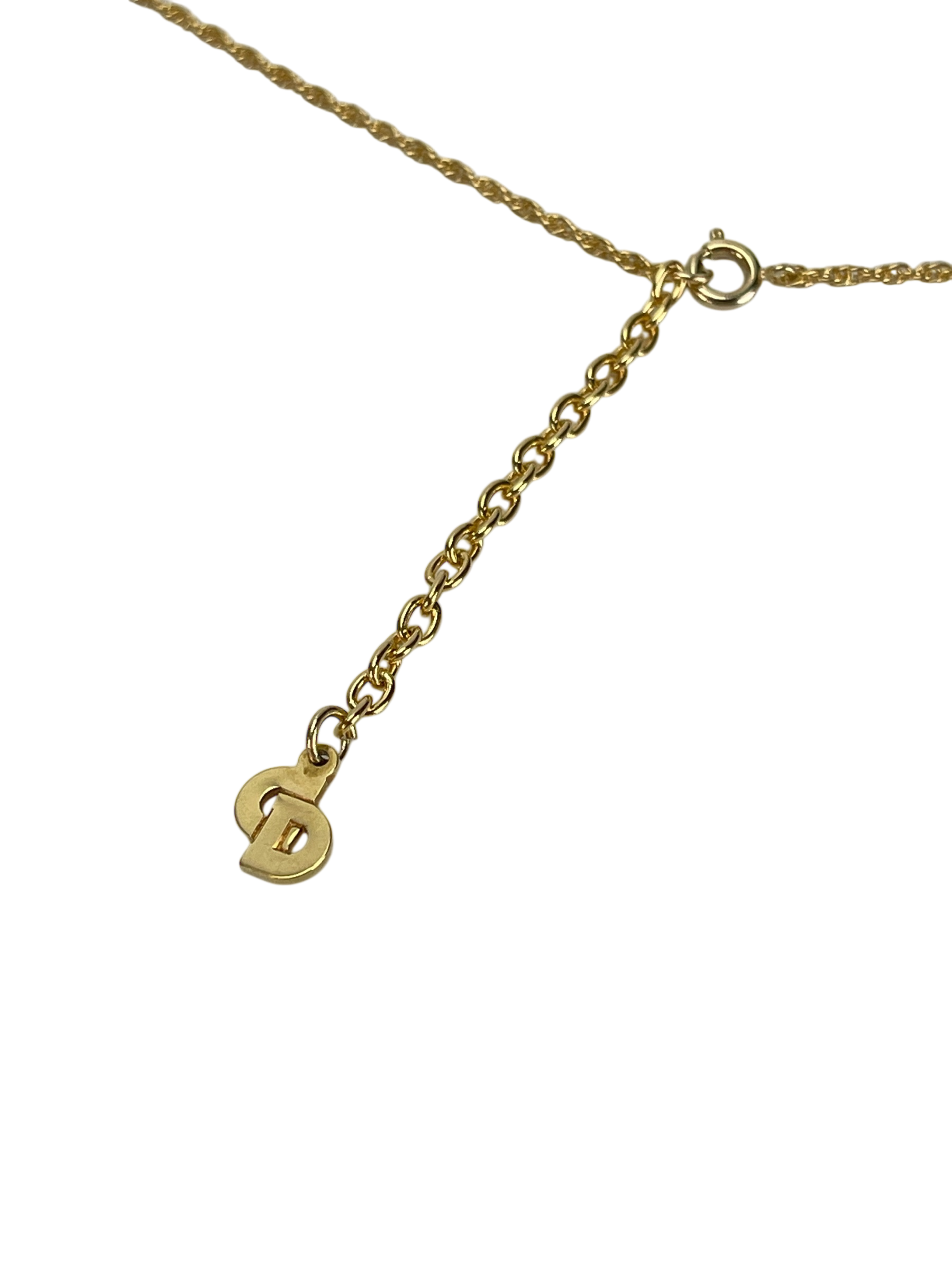 CHRISTIAN DIOR - Gold Tone CD Logo Hollow Necklace