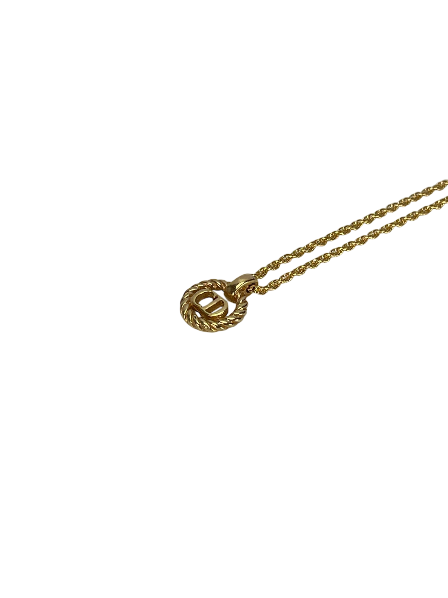 CHRISTIAN DIOR - Gold Tone CD Logo Hollow Necklace