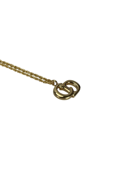 CHRISTIAN DIOR - Gold Tone CD Logo Pendant Necklace