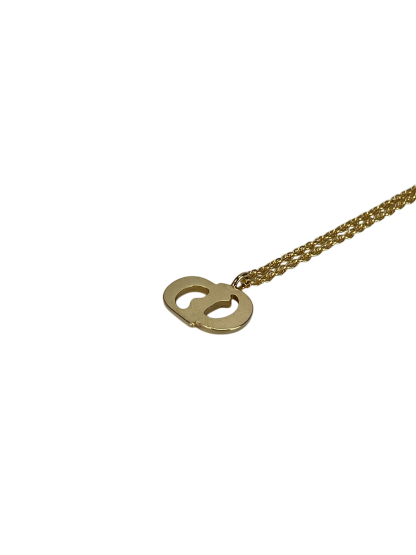 CHRISTIAN DIOR - Gold Tone CD Logo Pendant Necklace