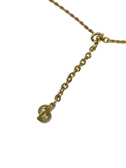 CHRISTIAN DIOR - Gold Tone CD Logo Pendant Necklace