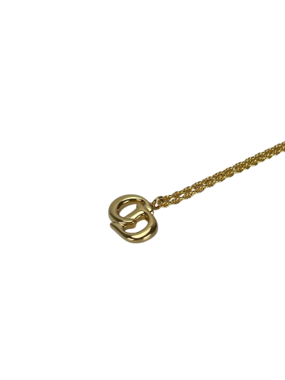 CHRISTIAN DIOR - Gold Tone CD Logo Pendant Necklace