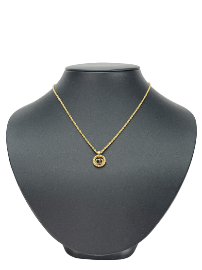 CHRISTIAN DIOR - Gold Tone CD Logo Hollow Necklace