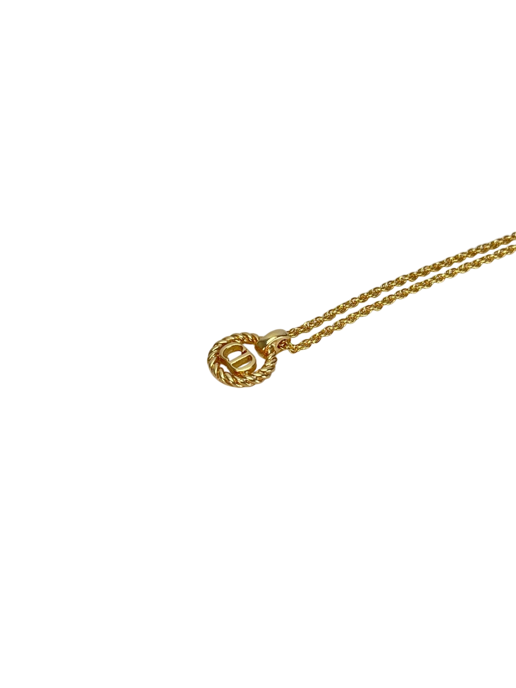CHRISTIAN DIOR - Gold Tone CD Logo Hollow Necklace