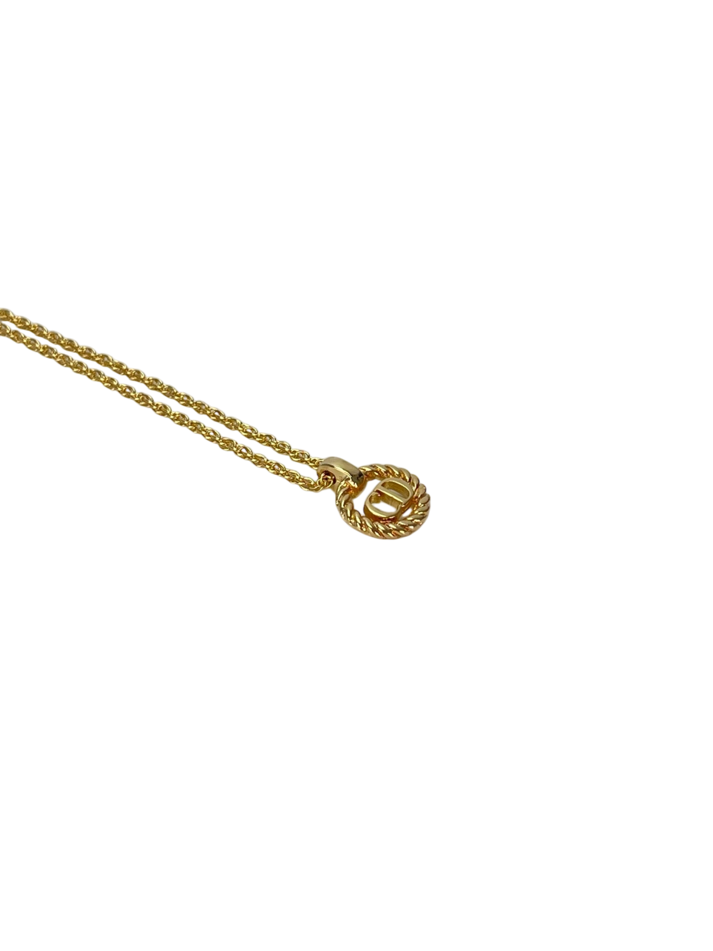 CHRISTIAN DIOR - Gold Tone CD Logo Hollow Necklace