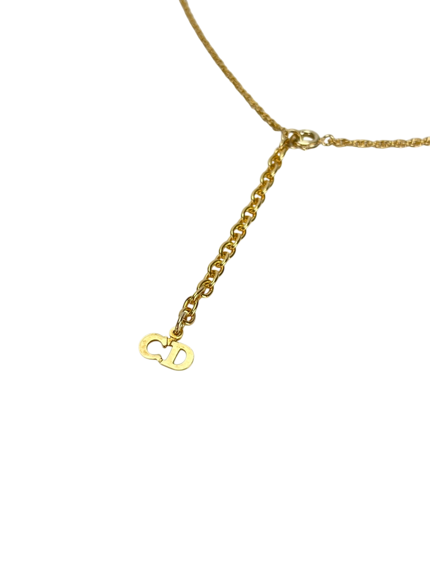 CHRISTIAN DIOR - Gold Tone CD Logo Hollow Necklace
