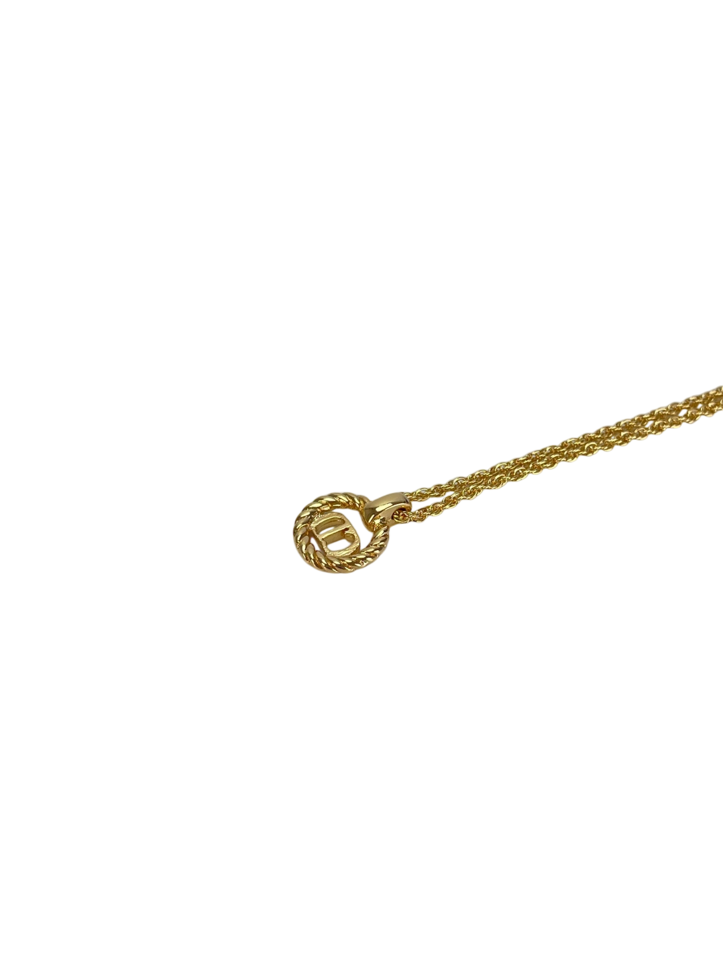 CHRISTIAN DIOR - Gold Tone CD Logo Hollow Necklace
