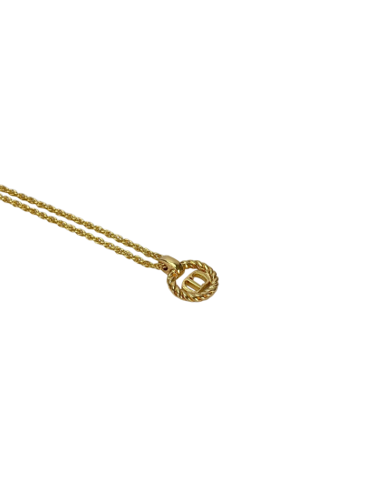 CHRISTIAN DIOR - Gold Tone CD Logo Hollow Necklace