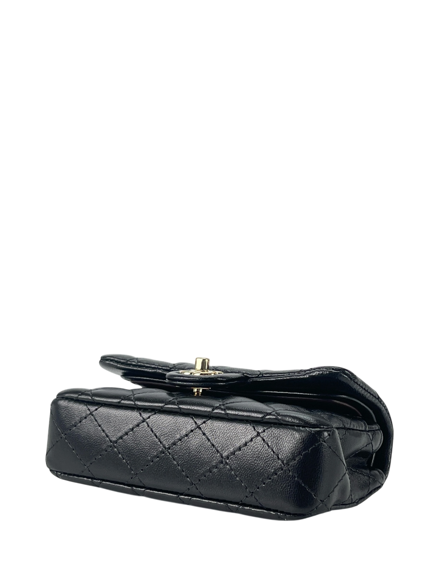 CHANEL - 25A Black Lambskin Mini Coco Mark Heart x Pearl Charm Bag 