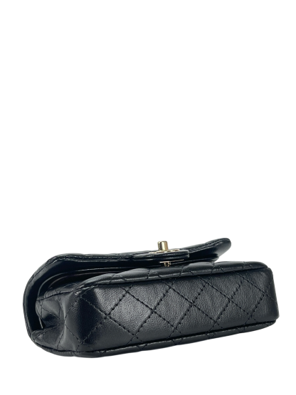 CHANEL - 25A Black Lambskin Mini Coco Mark Heart x Pearl Charm Bag 