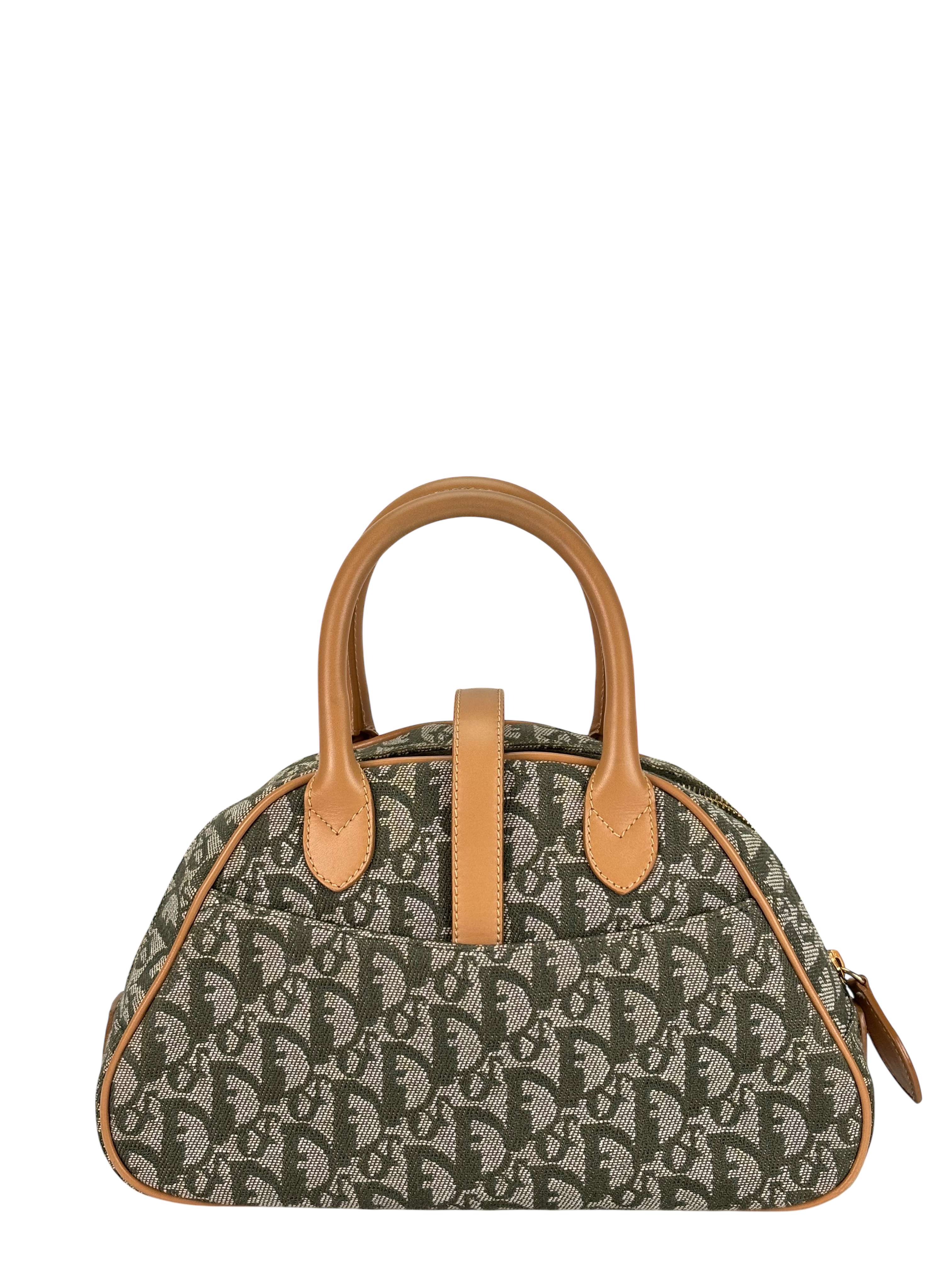 CHRISTIAN DIOR -  Green Canvas Double Saddle Dome Bag