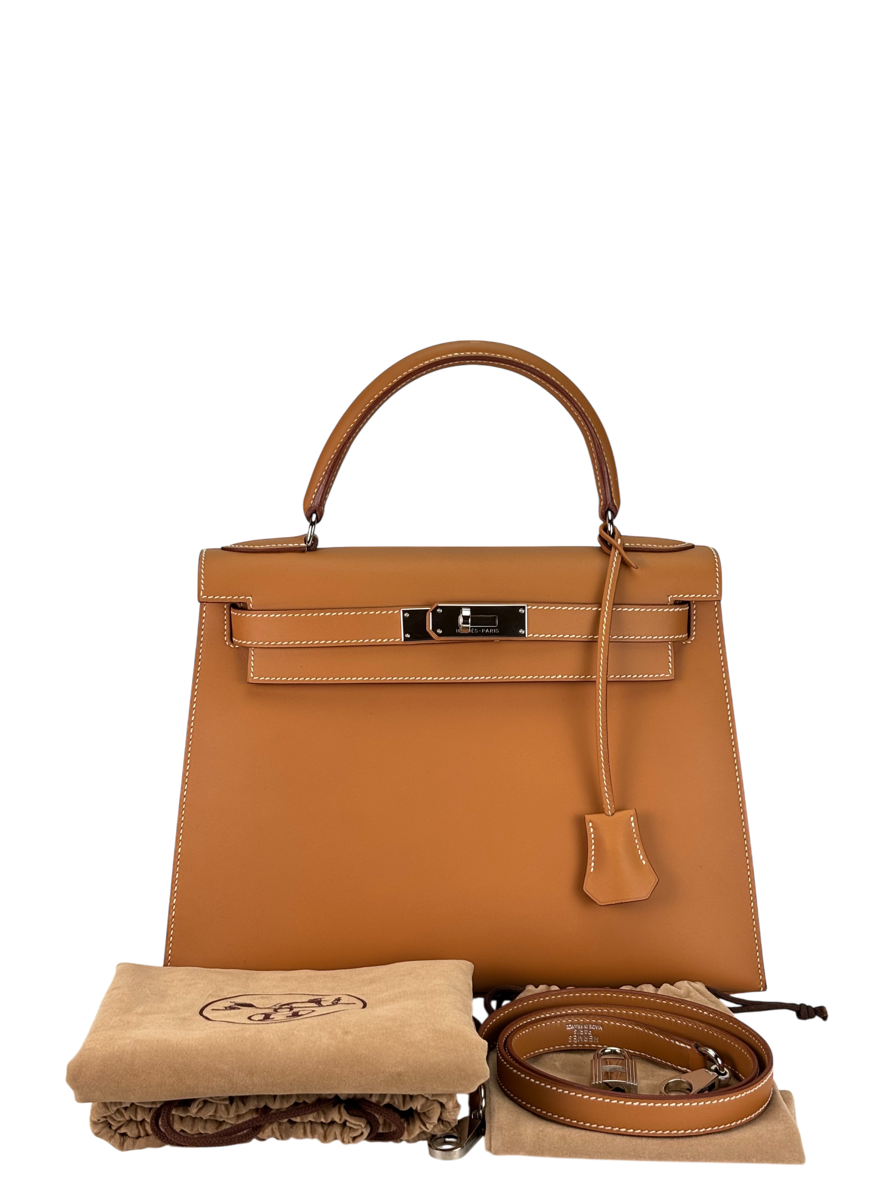 HERMES - Kelly 28 Natural Chamonix Palladium Hardware