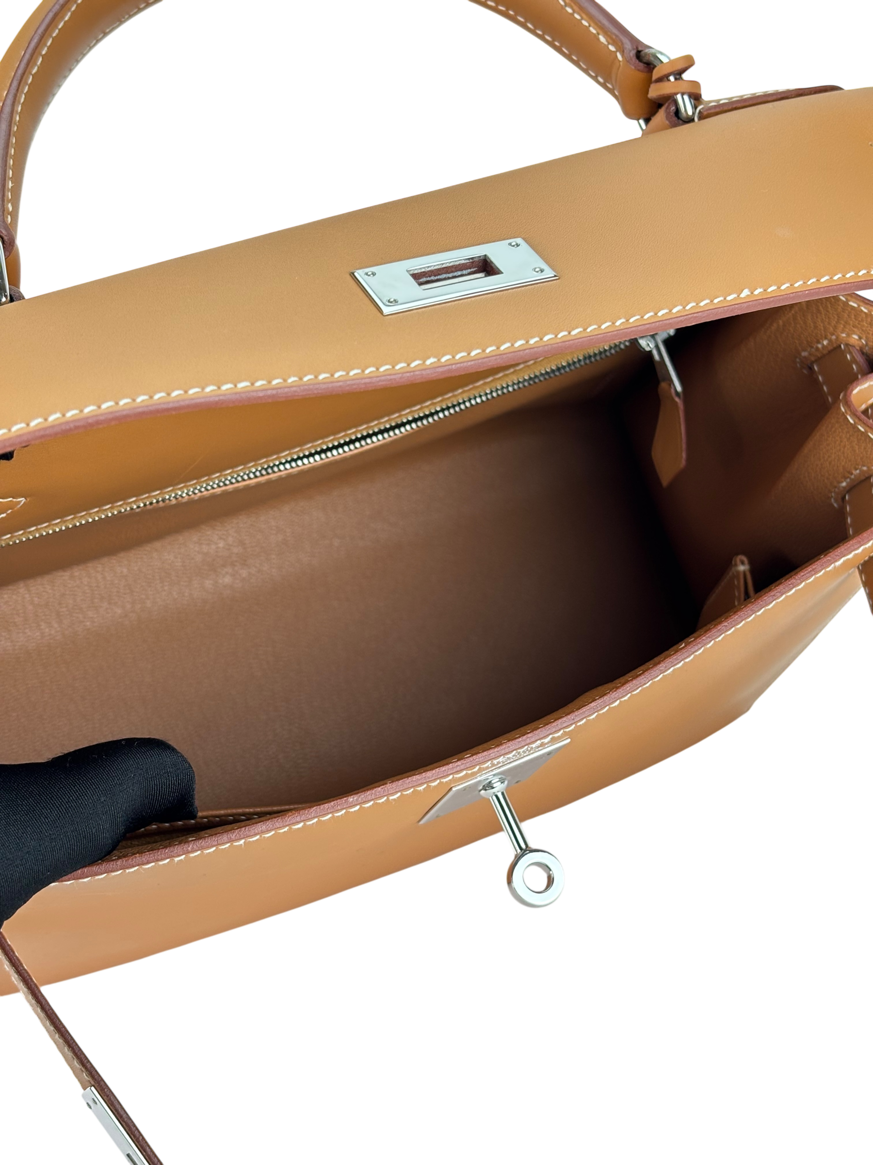 HERMES - Kelly 28 Natural Chamonix Palladium Hardware