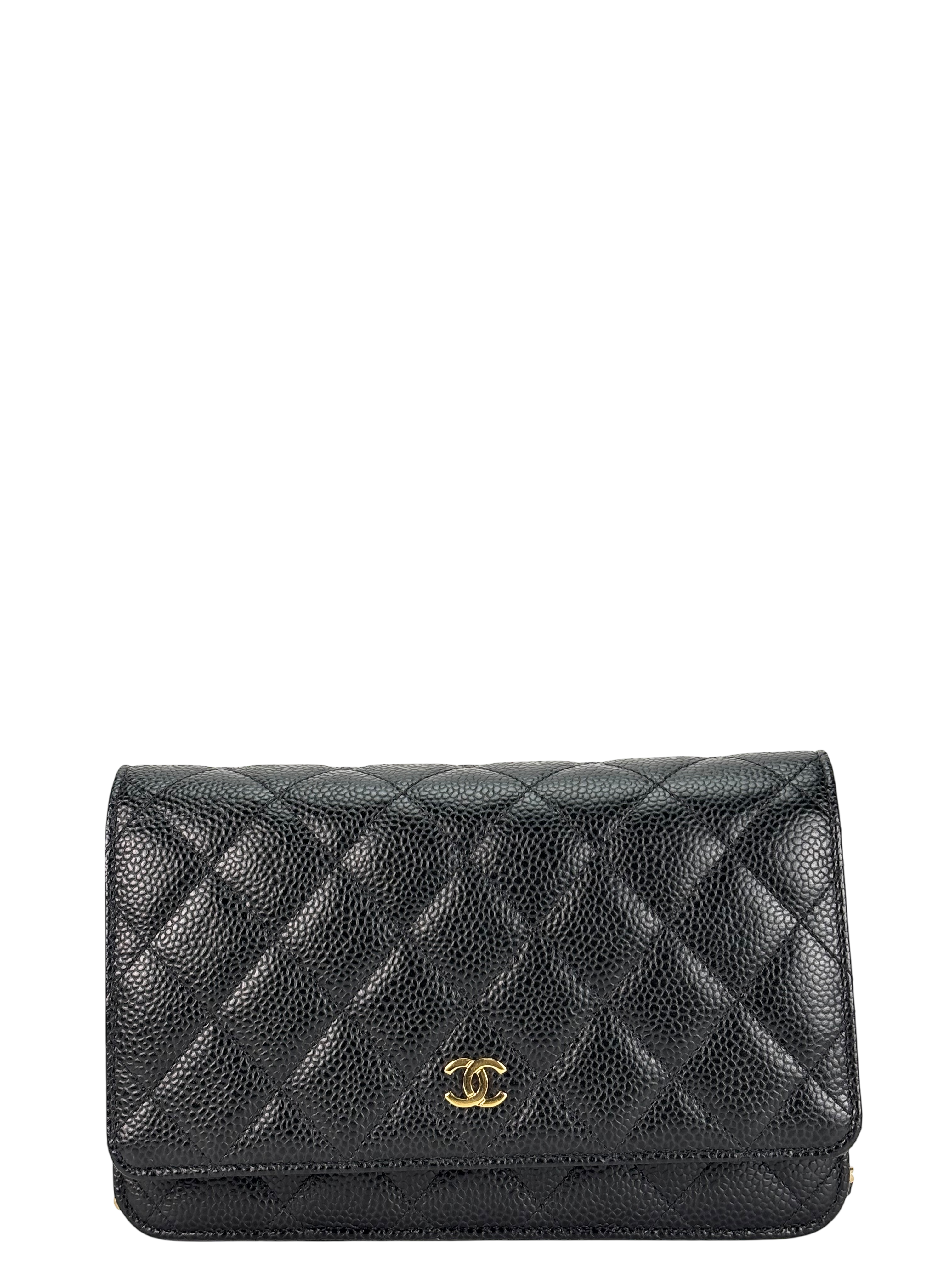 CHANEL - Black Caviar Wallet On Chain Gold-Tone Metal (WOC)