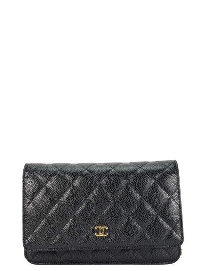 CHANEL - Black Caviar Wallet On Chain Gold-Tone Metal (WOC)