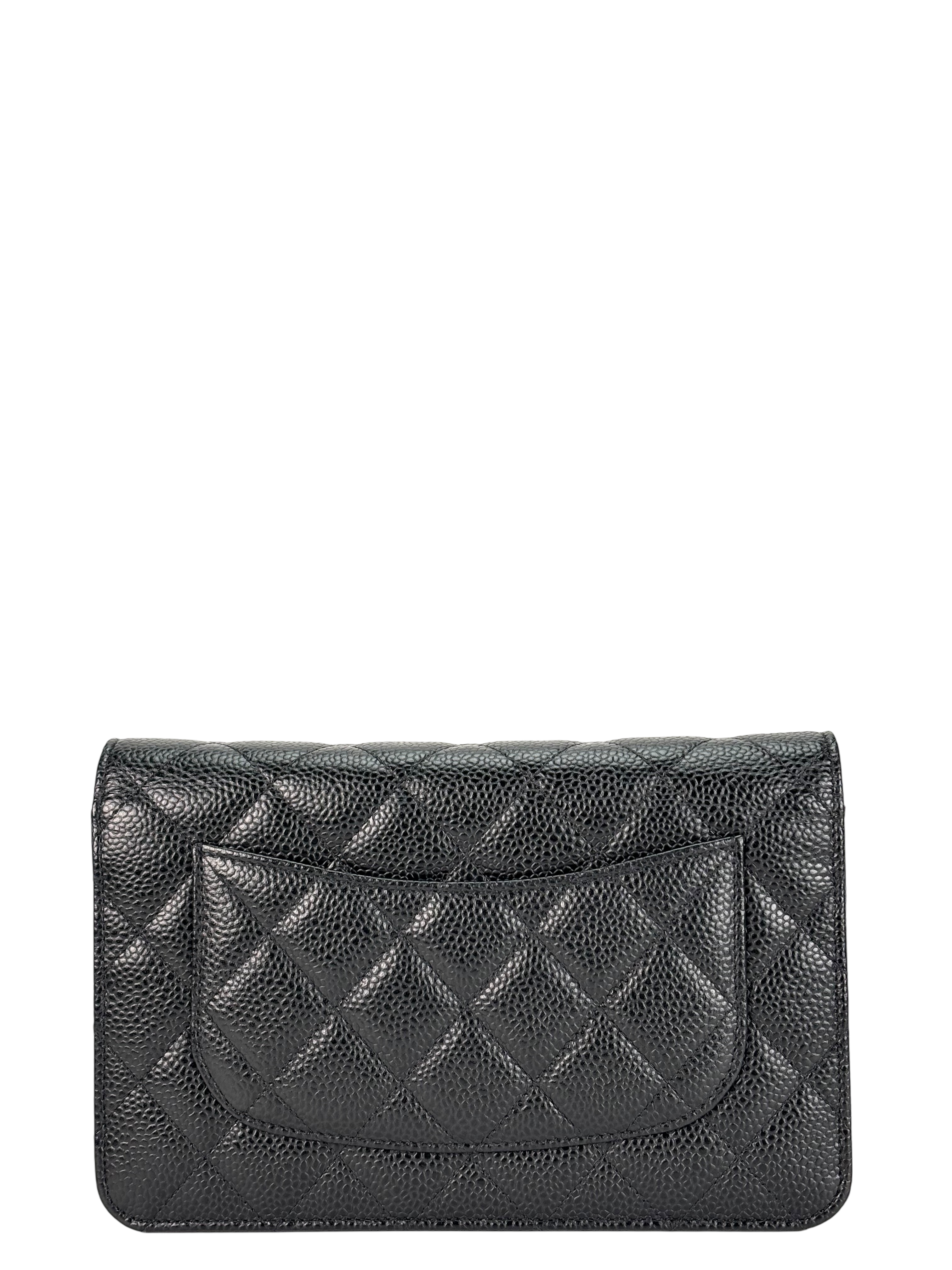 CHANEL - Black Caviar Wallet On Chain Gold-Tone Metal (WOC)