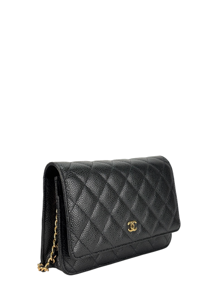 CHANEL - Black Caviar Wallet On Chain Gold-Tone Metal (WOC)