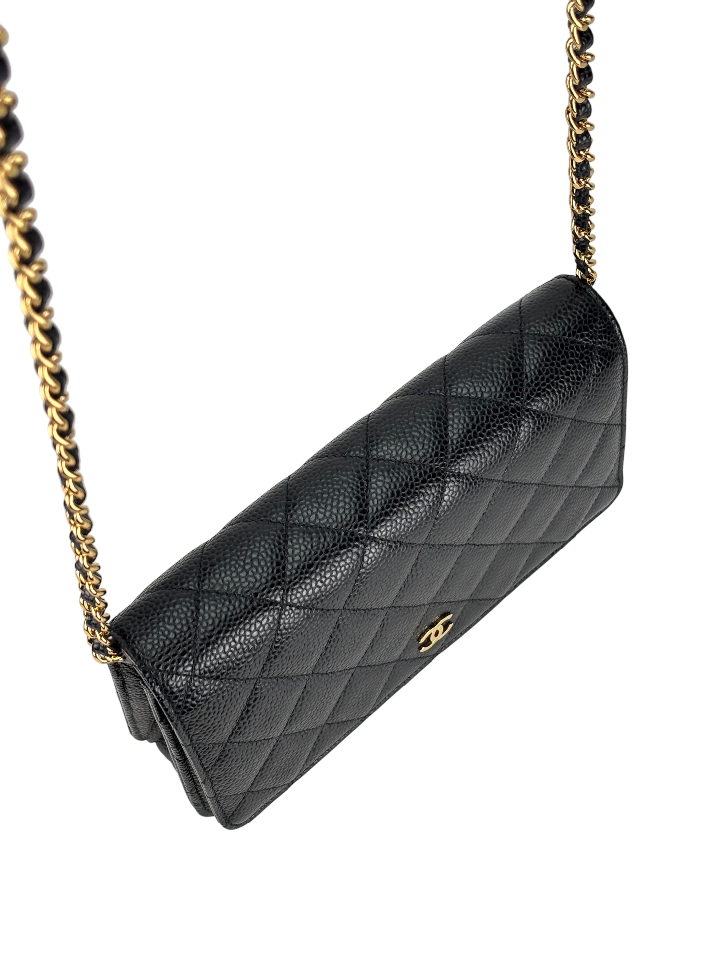 CHANEL - Black Caviar Wallet On Chain Gold-Tone Metal (WOC)