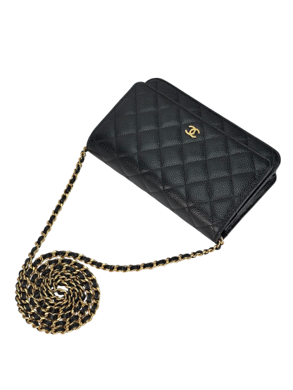 CHANEL - Black Caviar Wallet On Chain Gold-Tone Metal (WOC)