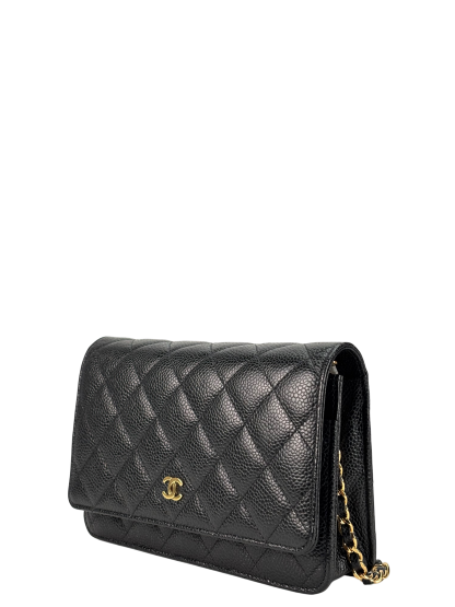 CHANEL - Black Caviar Wallet On Chain Gold-Tone Metal (WOC)