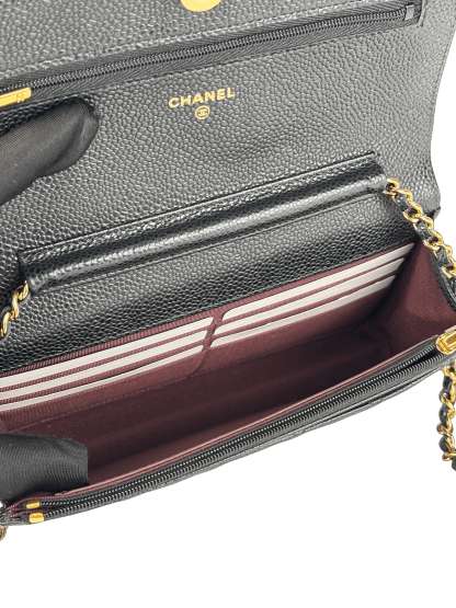 CHANEL - Black Caviar Wallet On Chain Gold-Tone Metal (WOC)