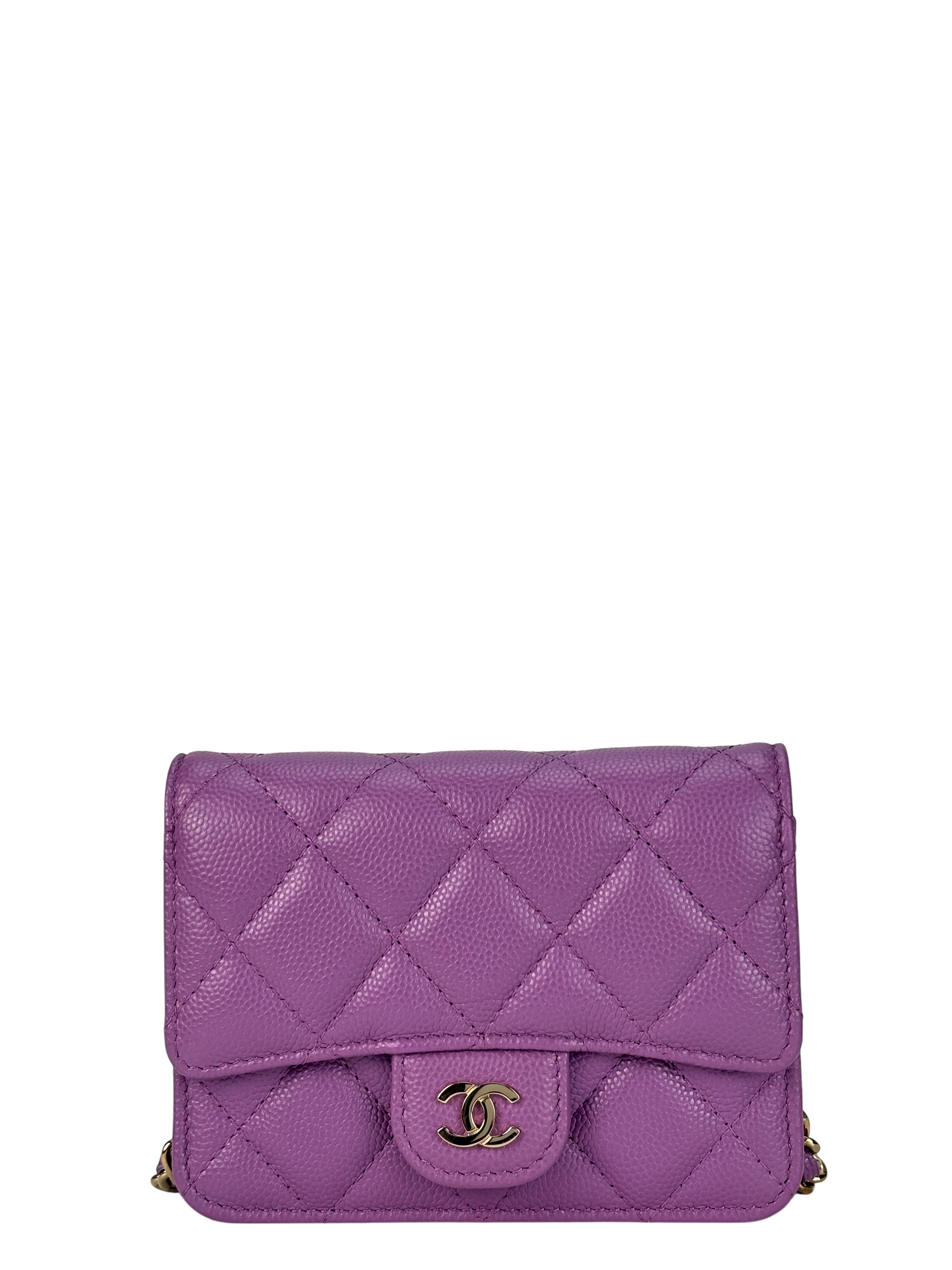 CHANEL - Purple Caviar Mini Chain Wallet Shoulder Bag