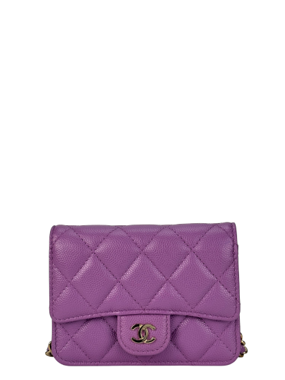 CHANEL - Purple Caviar Mini Chain Wallet Shoulder Bag