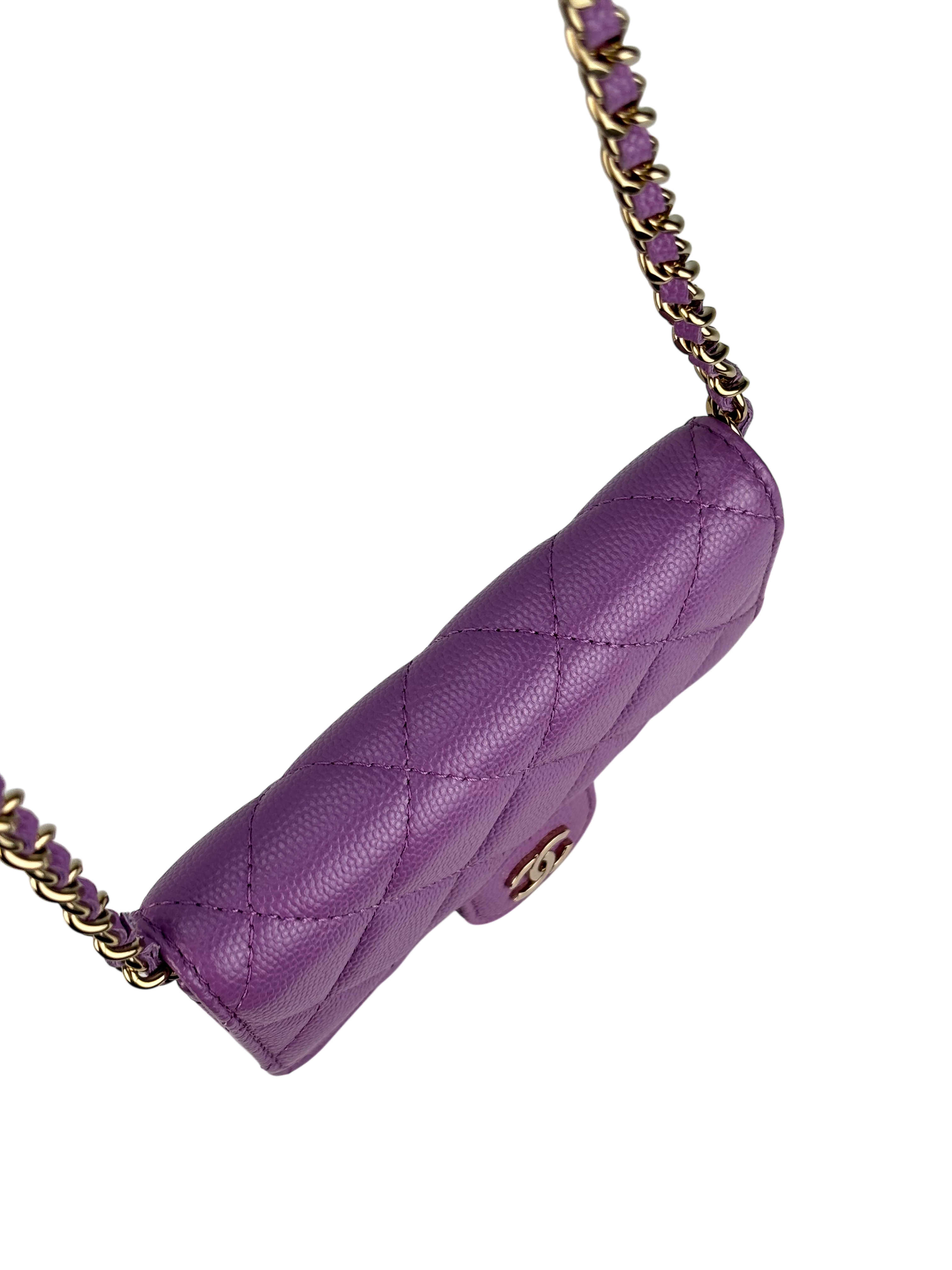 CHANEL - Purple Caviar Mini Chain Wallet Shoulder Bag
