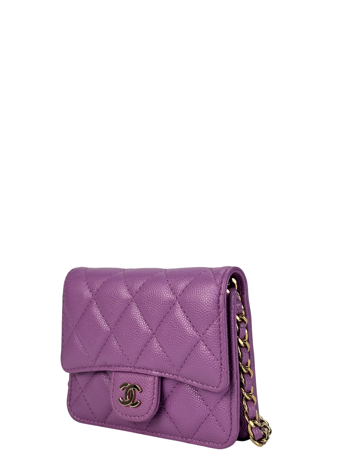 CHANEL - Purple Caviar Mini Chain Wallet Shoulder Bag